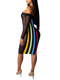 Multi Stripe Mesh Dress,  - Glam Necessities By Sequoia Wilson