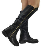 Zina Gold Zip High Boots