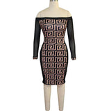 Geometric Brown Print Dress,  - Glam Necessities By Sequoia Wilson