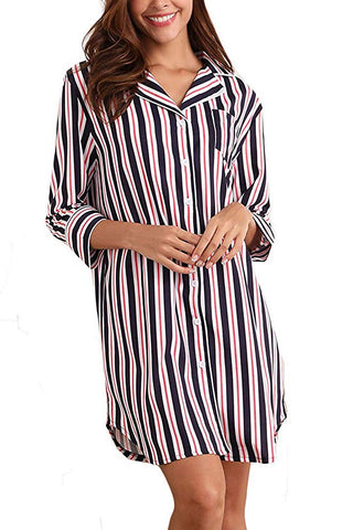 Boyfriend Stripe Nightgown,  - Glam Necessities By Sequoia Wilson